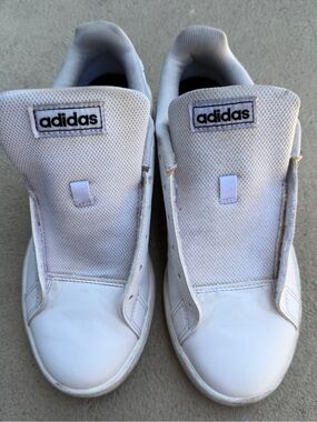 adidas Men’s White Low-Profile Mesh & Leather Sneakers